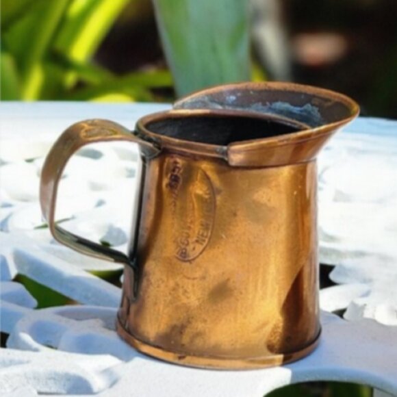 Antique Vintage New York Stamp Handcrafted Copper Pitcher 2.75"x2.25" - Picture 3 of 12